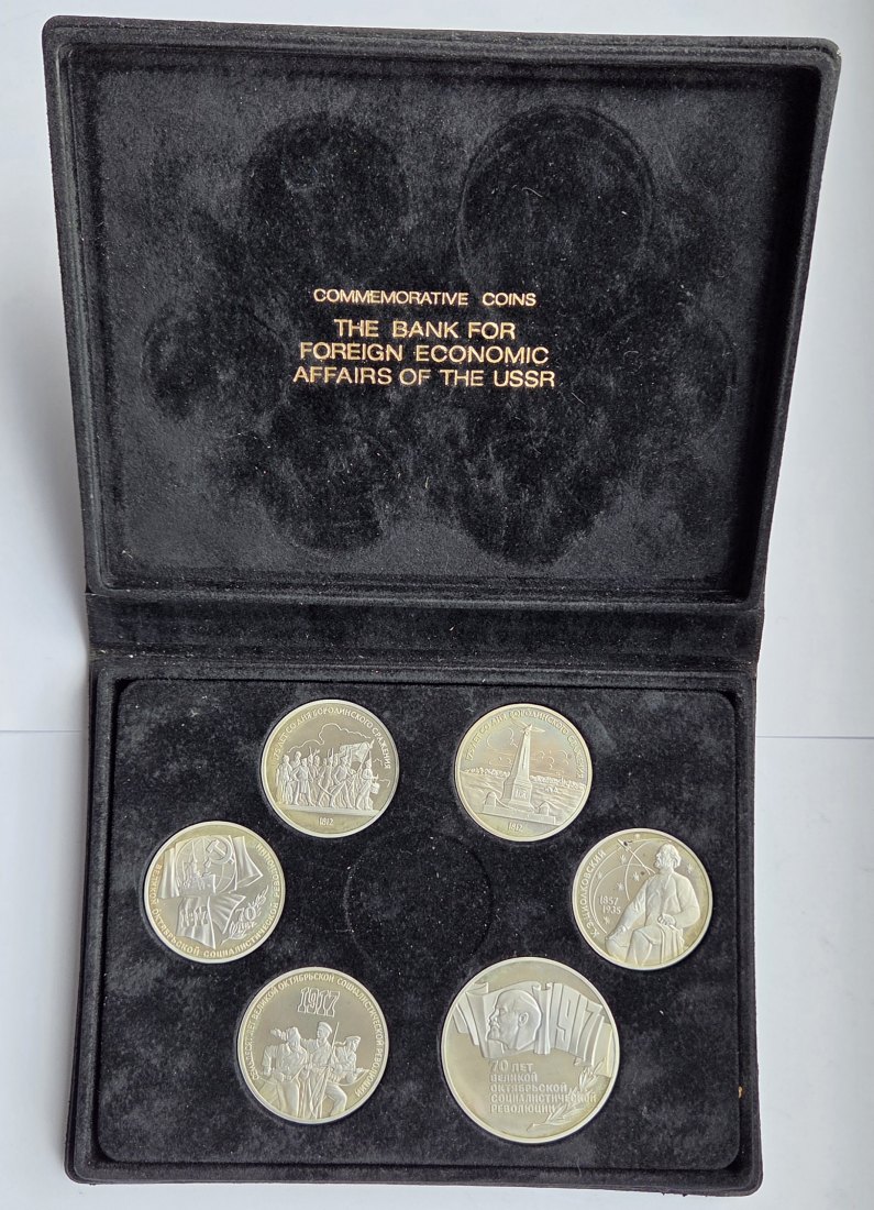  Sowjetunion/Russland: Rubelset der Außenhandelsbank mit sechs Gedenkrubeln in Proof/PP   