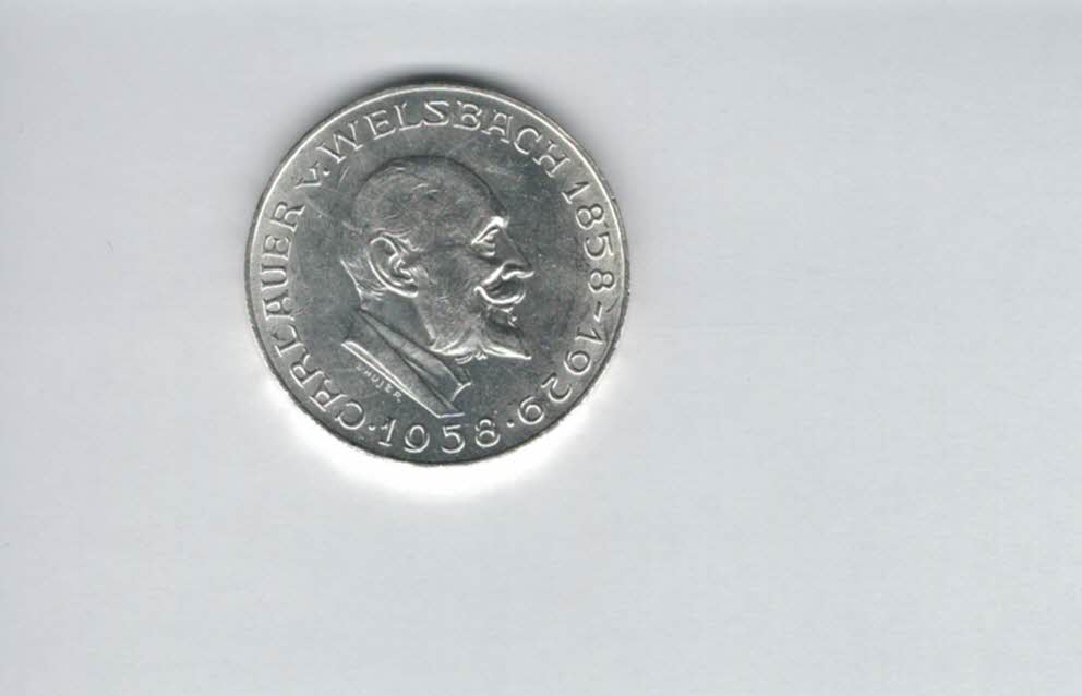  25 Schilling 1958 Carl Auer von Welsbach silber 10,4g fein Österreich Spittalgold9800 (4588/4)   