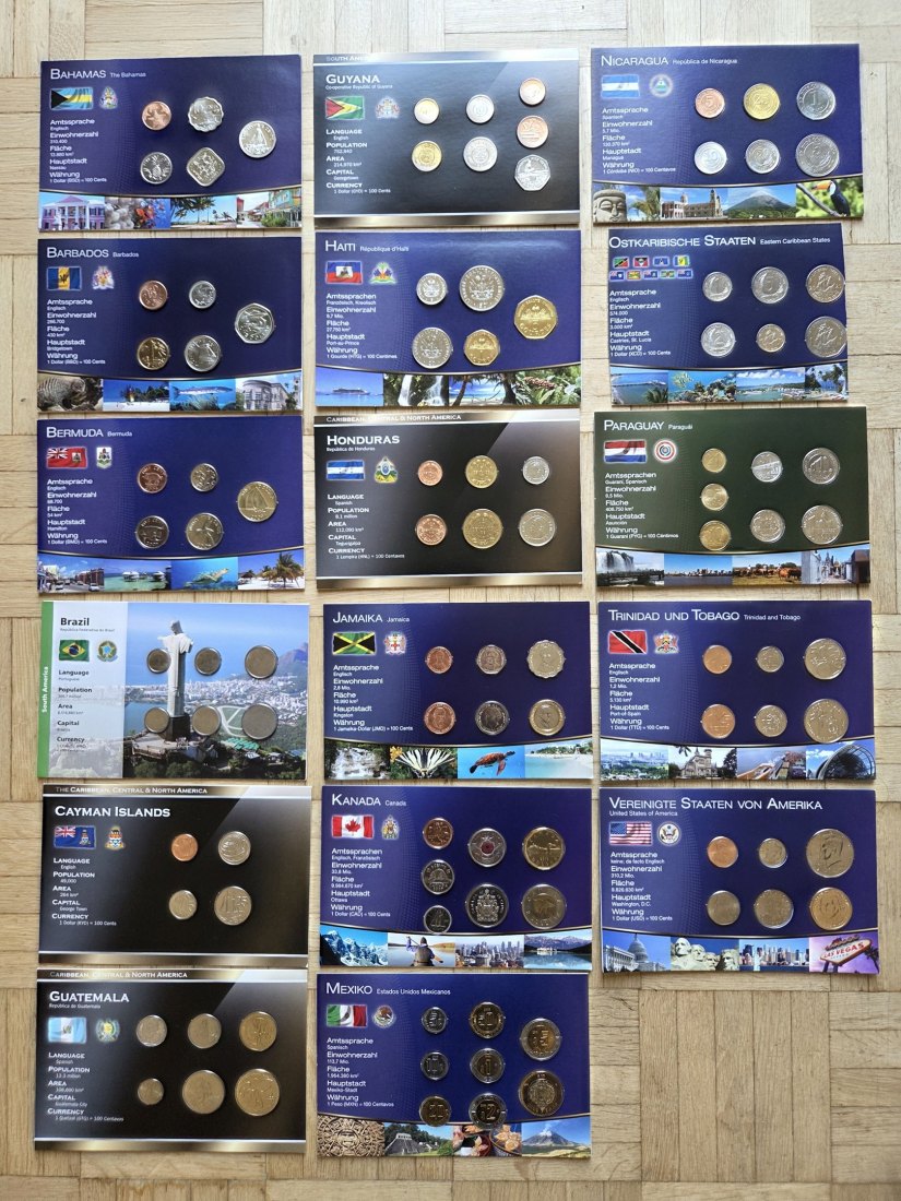  Amerika: Lot aus 17 verschiedenen Kursmünzensätzen   