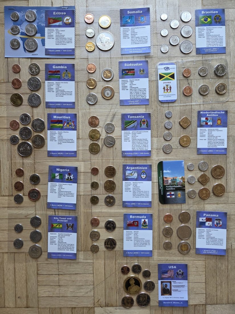  Afrika/Amerika: Lot aus 16 verschiedenen Kursmünzensätzen   