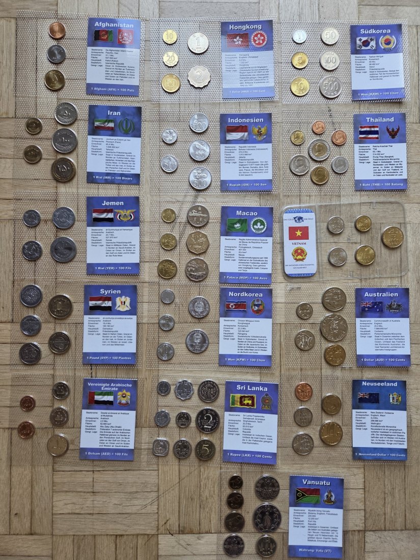  Asien/Ozeanien: Lot aus 16 verschiedenen Kursmünzensätzen   