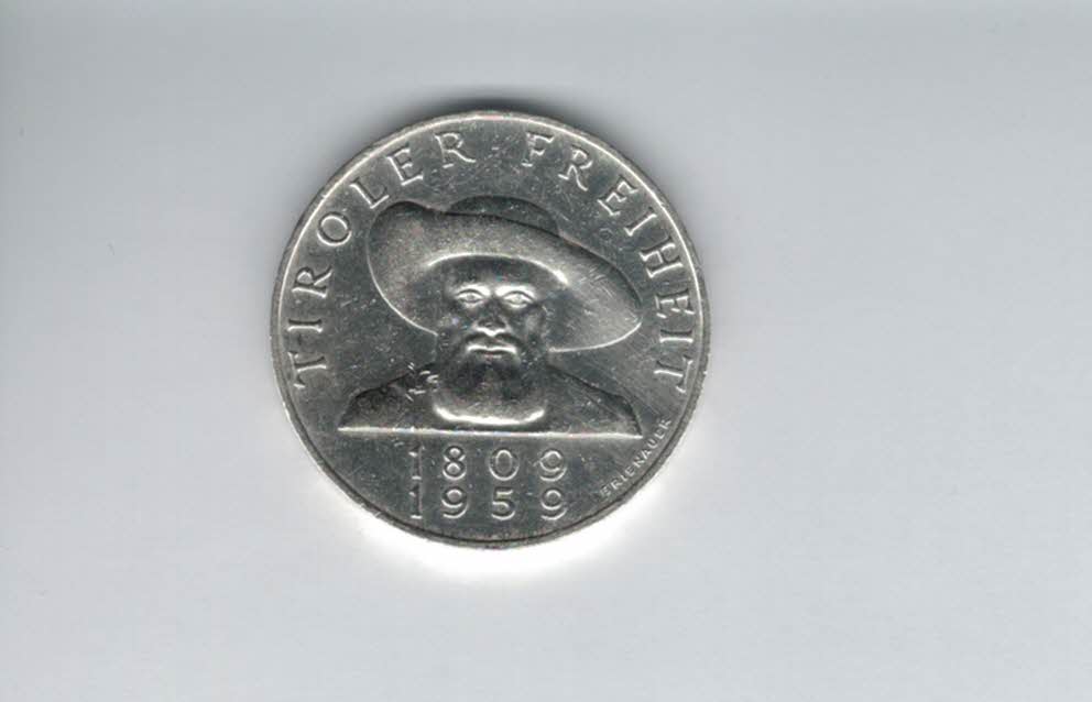  50 Schilling 1959 Andreas Hofer Tiroler Freiheit silber 18g fein Österreich Spittalgold9800 (4584/1)   