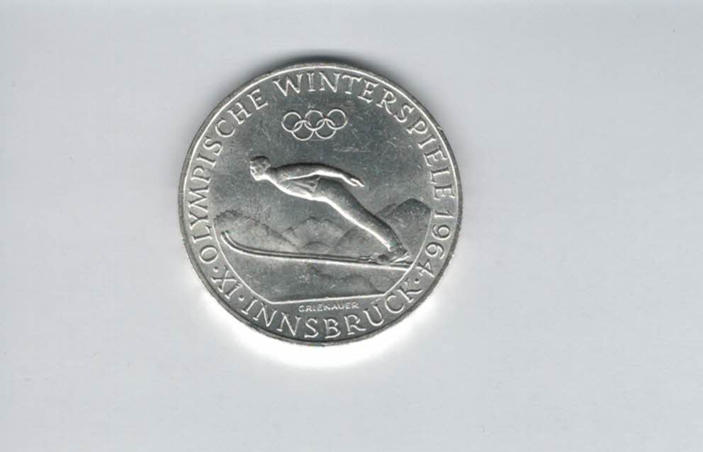  50 Schilling 1964 Winterolympiade Innsbruck silber 18g fein Österreich Spittalgold9800 (4584/3)   