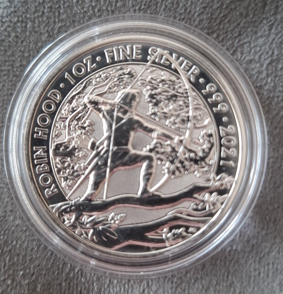  Großbritannien 1 oz Silber 2 Pounds 2021 Robin Hood gekapselt   