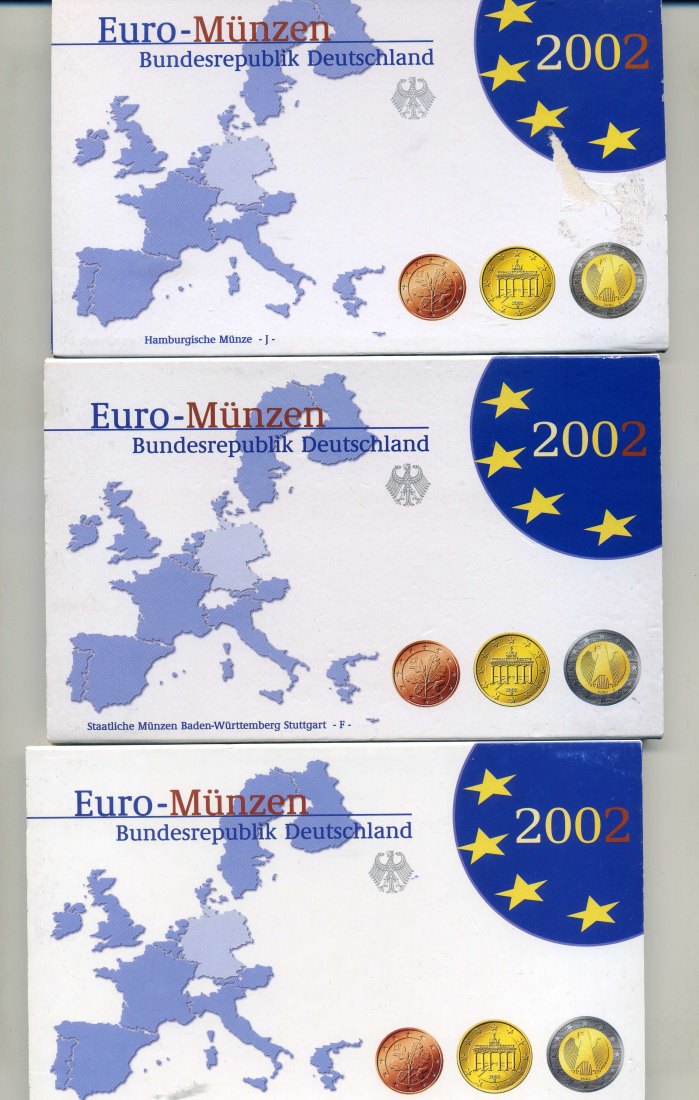 Deutschland Kursmünzensatz 2002 PP komplett A,D,F,G+J OVP