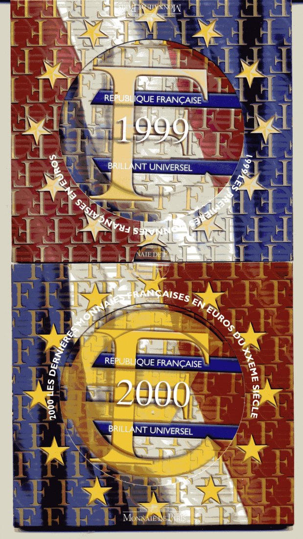  3 x Kursmünzensatz Frankreich 1999, 2000 + 2001 in BU OVP   