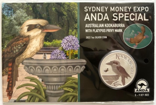  AUSTRALIEN - 1oz Kookaburra 2022 - Sydney Money Expo - Privy * PLATYPUS * coloriert im Blister   