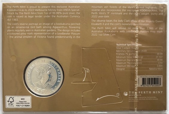  AUSTRALIEN - 1oz Kookaburra 2022 - Melbourne Money Expo - Privy * POSSUM * coloriert im Blister   