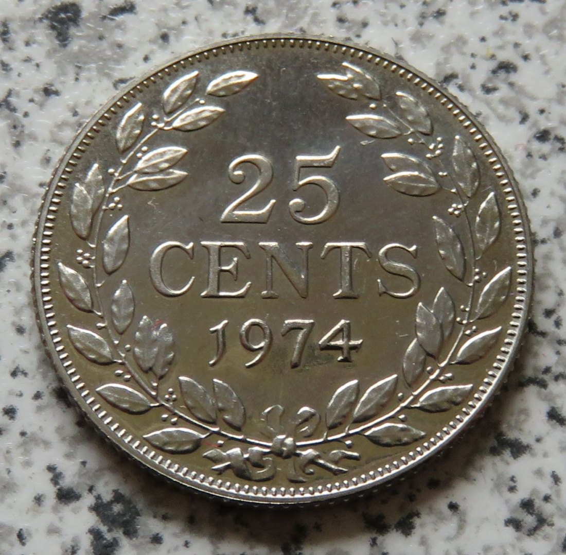  Liberia 25 Cents 1974   