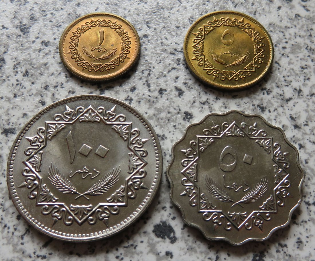  Libyen 1, 5, 50 und 100 Dirhams 1979   