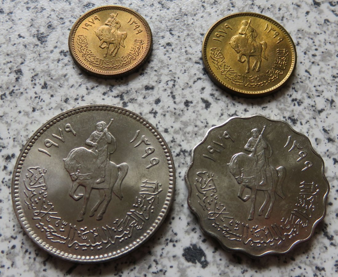  Libyen 1, 5, 50 und 100 Dirhams 1979   