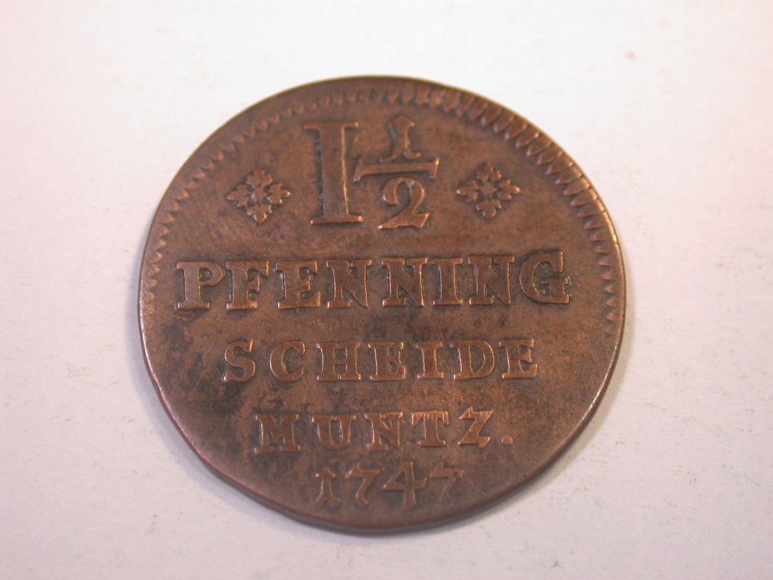  J11  Braunschweig Wolfenbüttel 1 1/2 Pfennig 1747 in ss  - R -    Originalbilder   