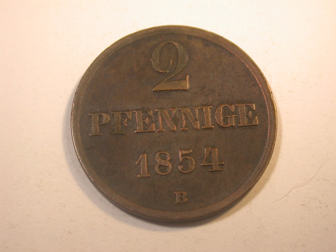  J11  Braunschweig Wolfenbüttel  2 Pfennig 1854 in s-ss  Originalbilder   