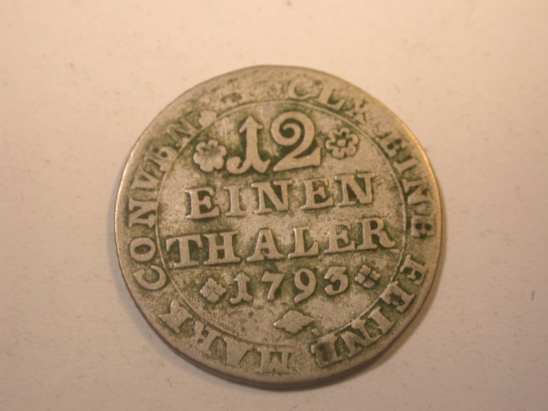  J11  Braunschweig Wolfenbüttel  1/12 Taler 1793 in s-ss  Originalbilder   