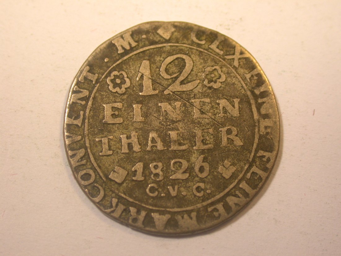  J11  Braunschweig Wolfenbüttel  1/12 Taler 1826  Fälschung ??  Originalbilder   