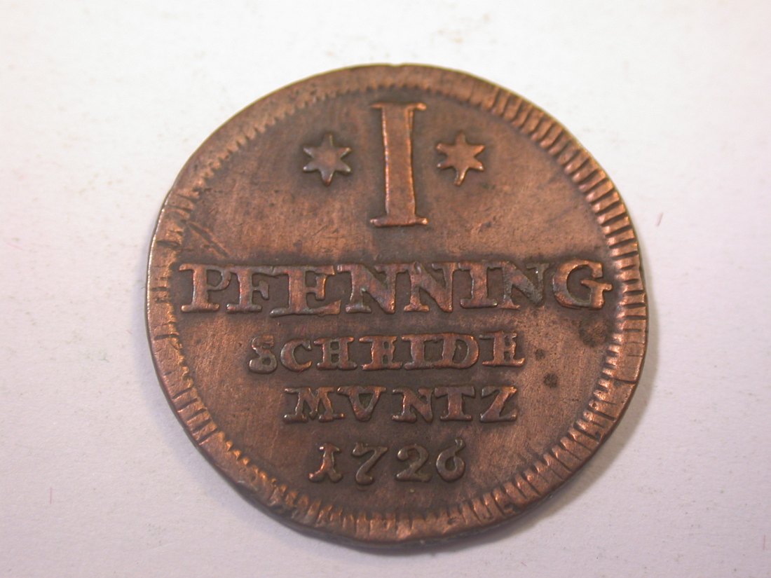  J11  Braunschweig Calenberg  1 Pfennig 1726 s-ss  Originalbilder   