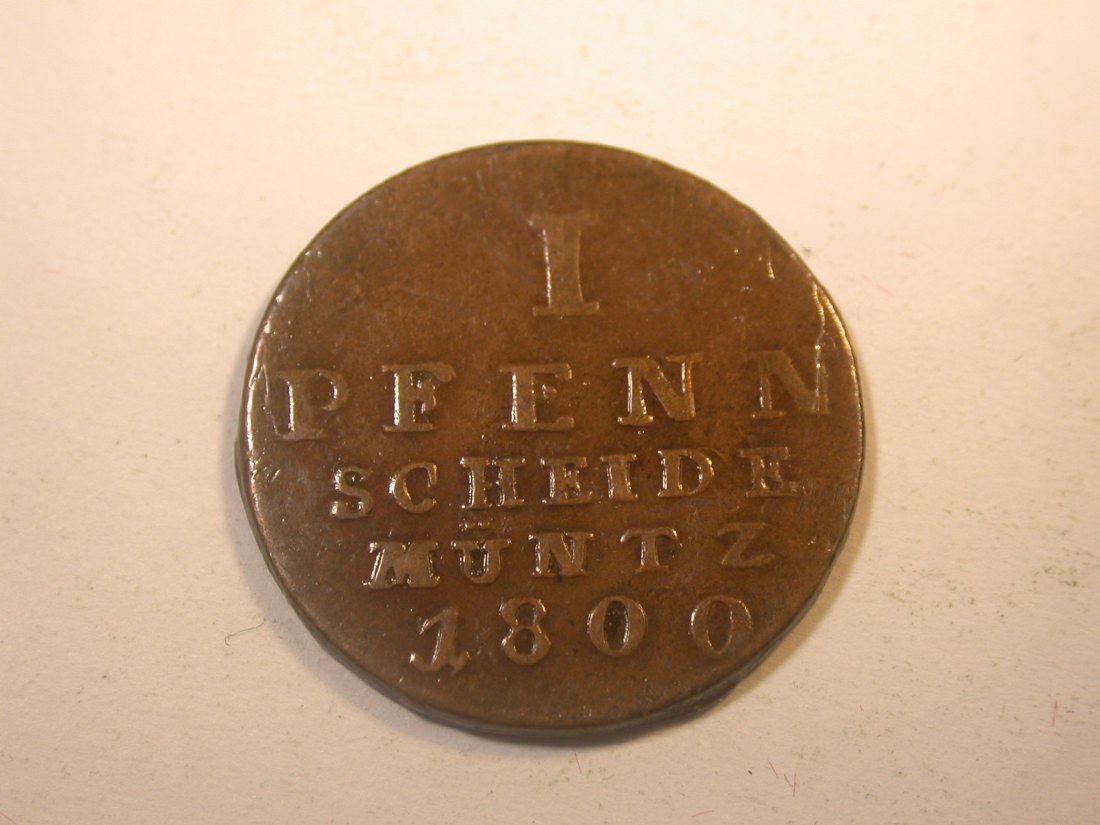 J11  Braunschweig Lüneburg 1 Pfennig 1800 in ss zaponiert  Originalbilder   