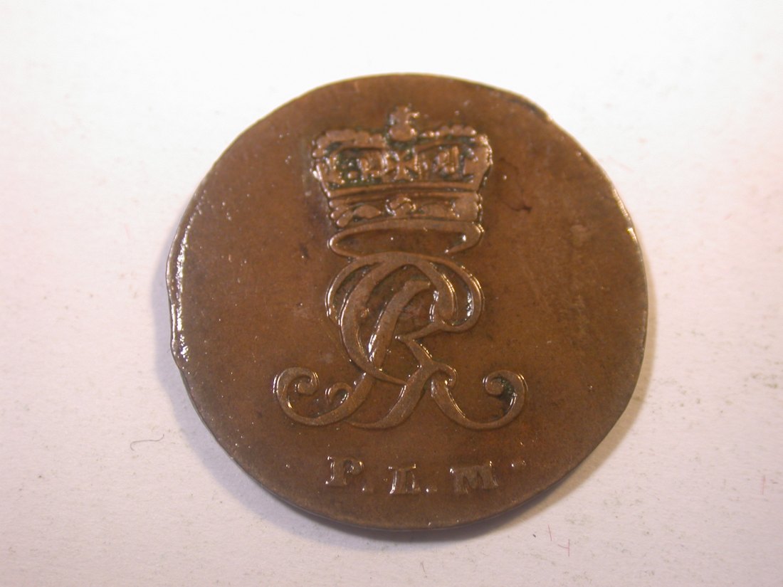  J11  Braunschweig Lüneburg 1 Pfennig 1800 in ss zaponiert  Originalbilder   