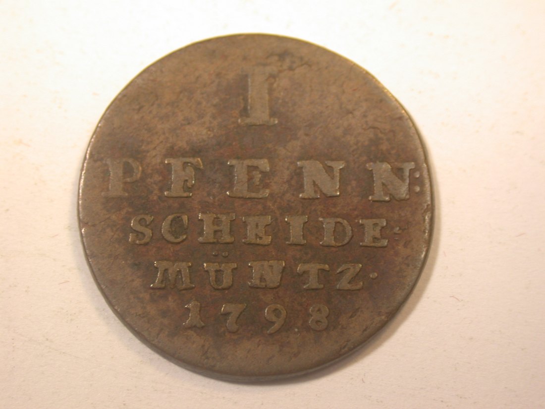  J11  Br. Calenberg Hannover  1 Pfennig 1798 in s-ss   Originalbilder   