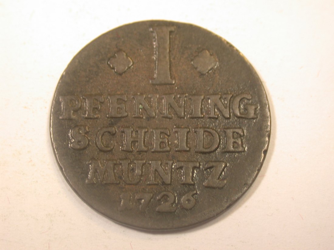  J11  Braunschw. Wolfenbüttel  1 Pfennig 1726 in f. ss   Originalbilder   