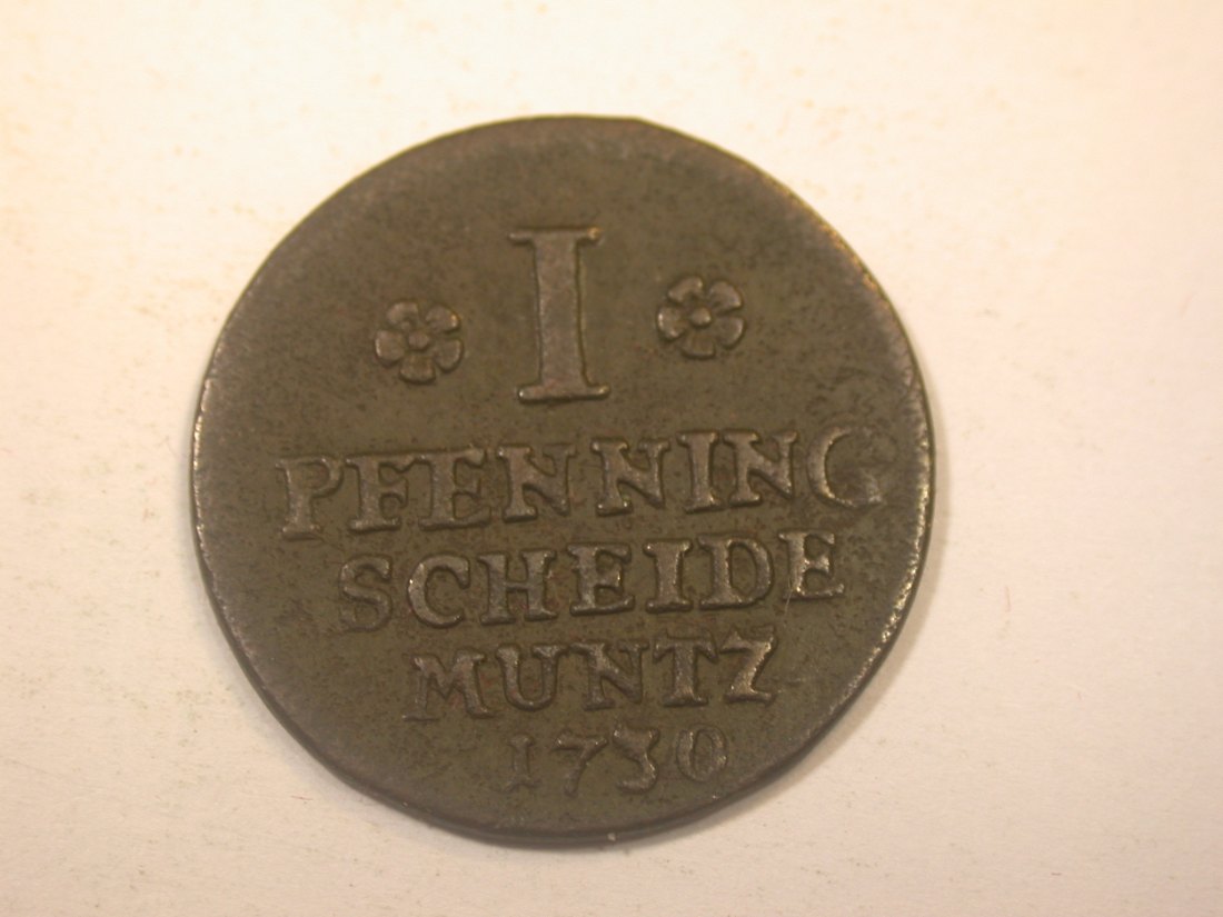  J11  Braunschw. Wolfenbüttel  1 Pfennig 1730 in f. vz  !!!  Originalbilder   