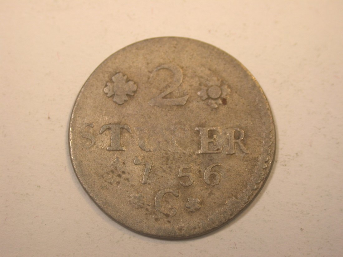  J11  Brandenburg Preussen Cleve  2 Stüber 1756 in schön    Originalbilder   