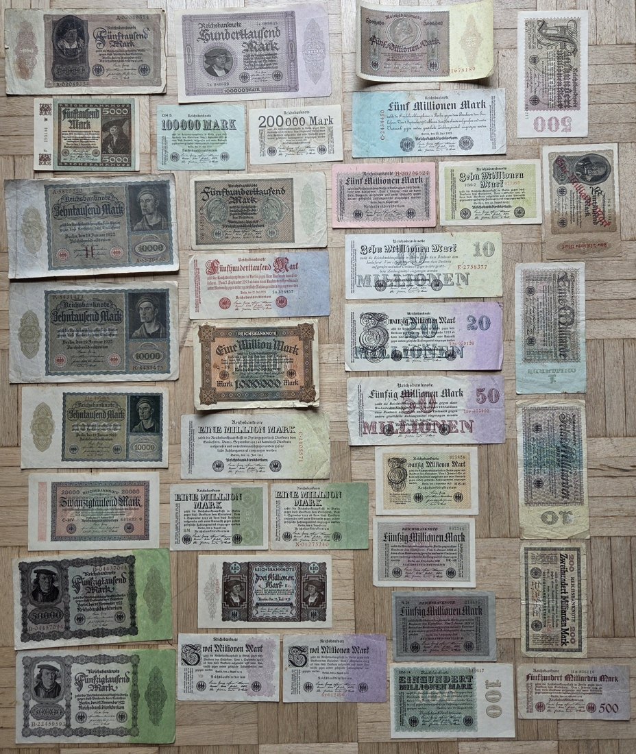  Deutsches Reich: Großes Lot Banknoten ab 5000 Mark vor 1924   