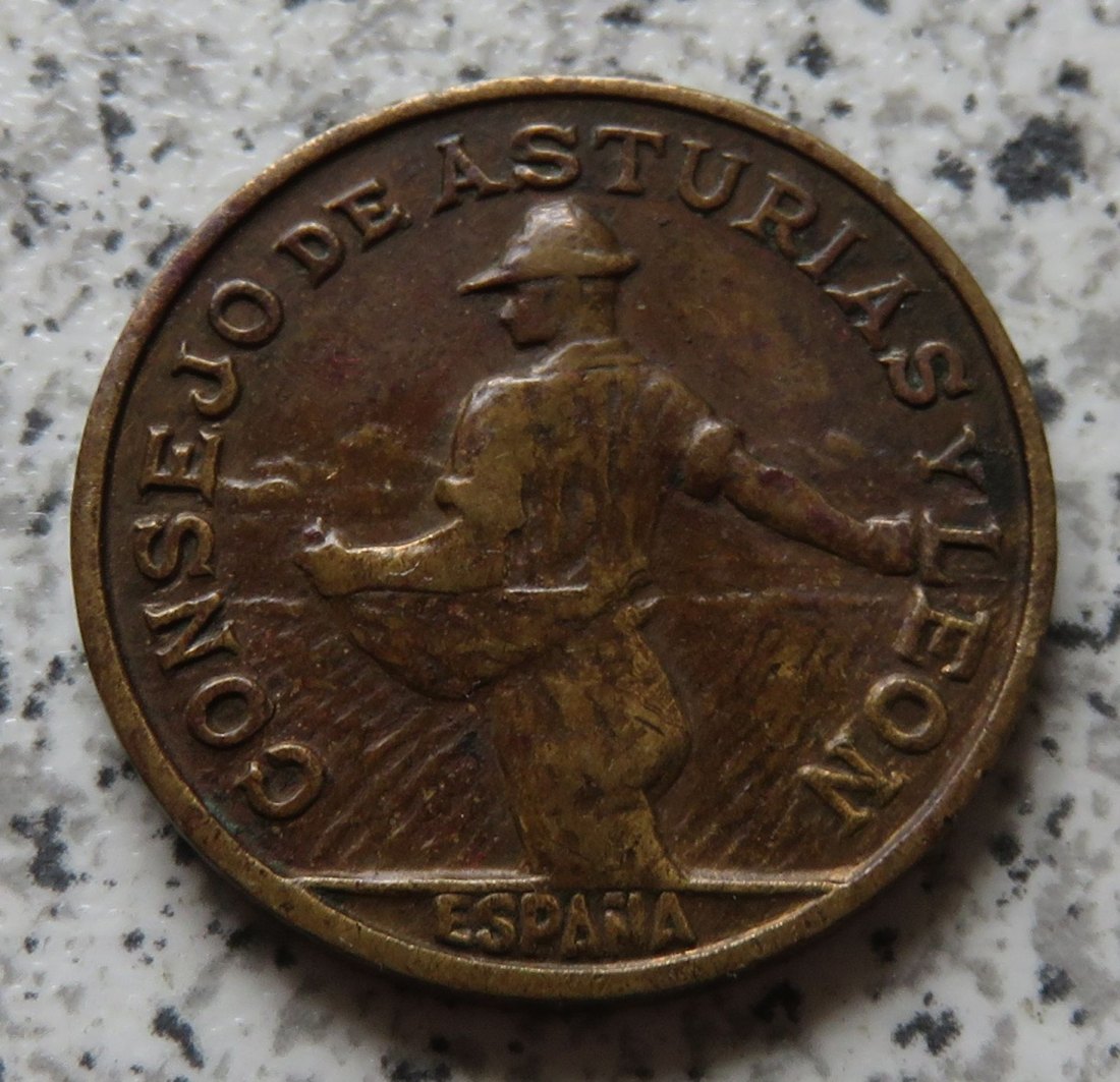 Spanien Asturien und Leòn 1 Peseta 1937, relativ selten   