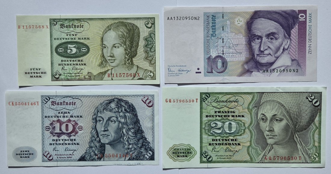  Deutschland: Lot kassenfrische DM-Banknoten   