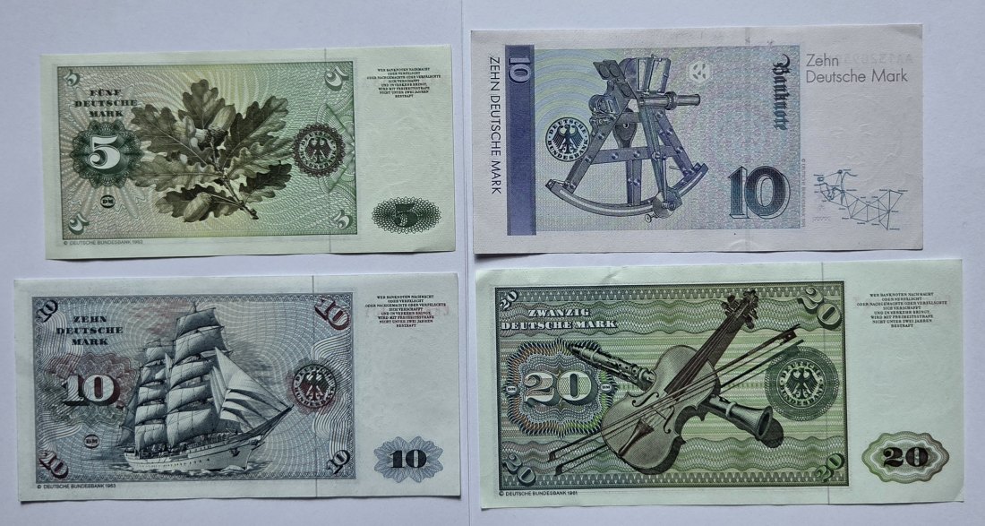  Deutschland: Lot kassenfrische DM-Banknoten   