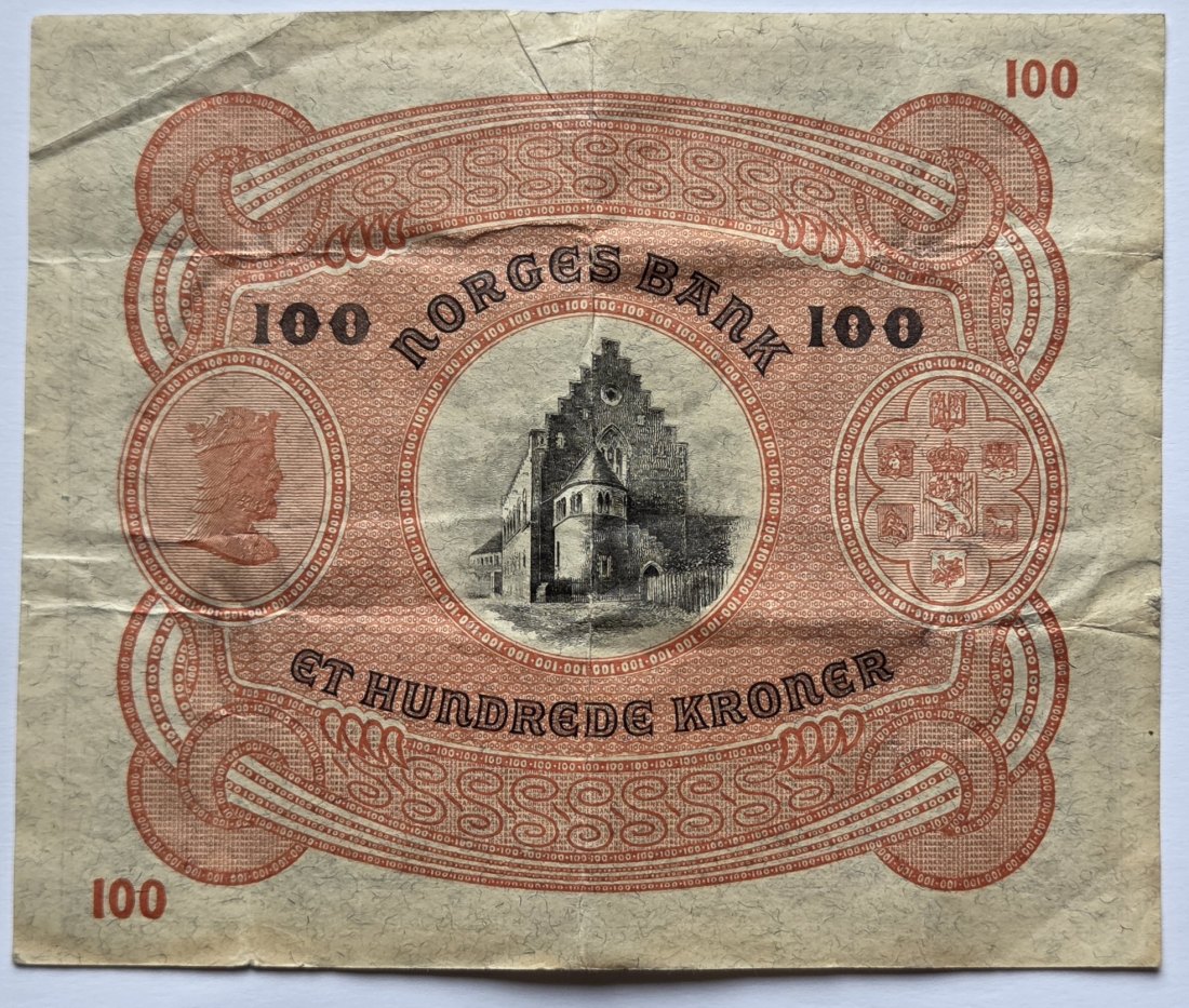  Norwegen: 100 Kronen 1944   