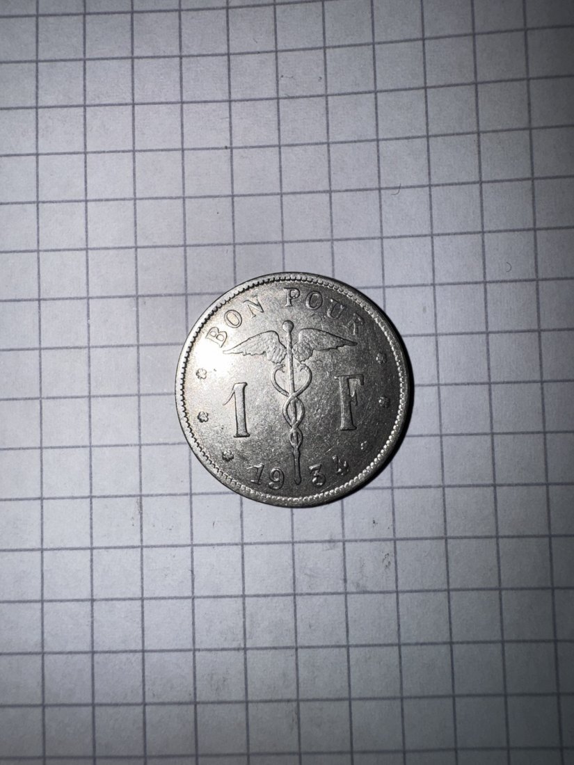  Belgien, 1 Franc, 1934   
