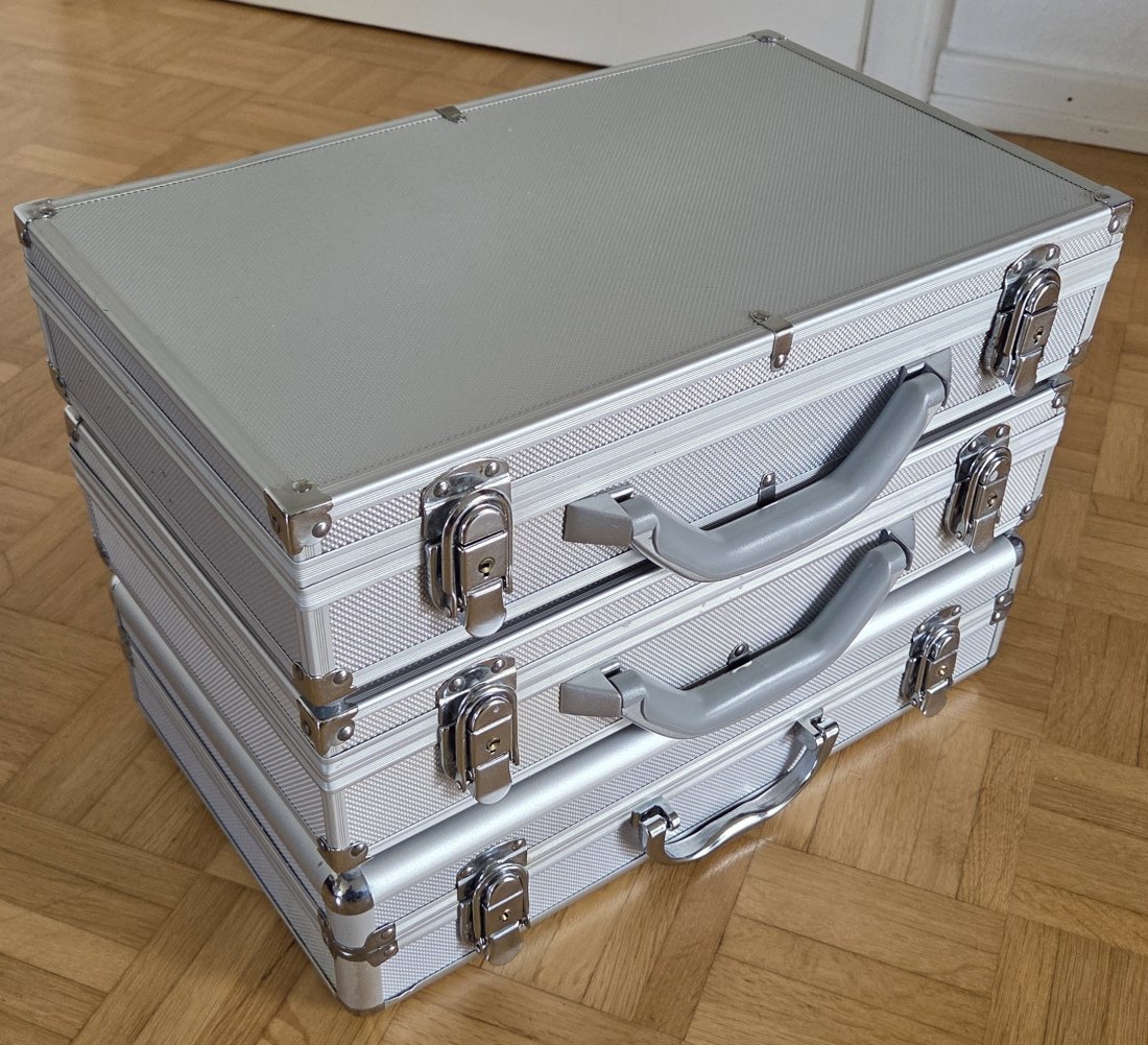  3 Münzkoffer, Aluminium   