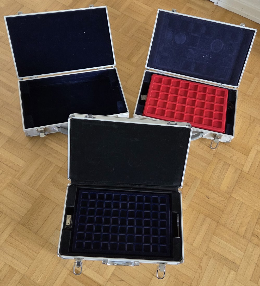  3 Münzkoffer, Aluminium   