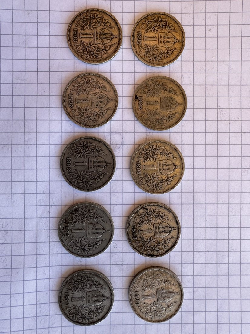  Österreich, 10x 1 Krone, 1893   