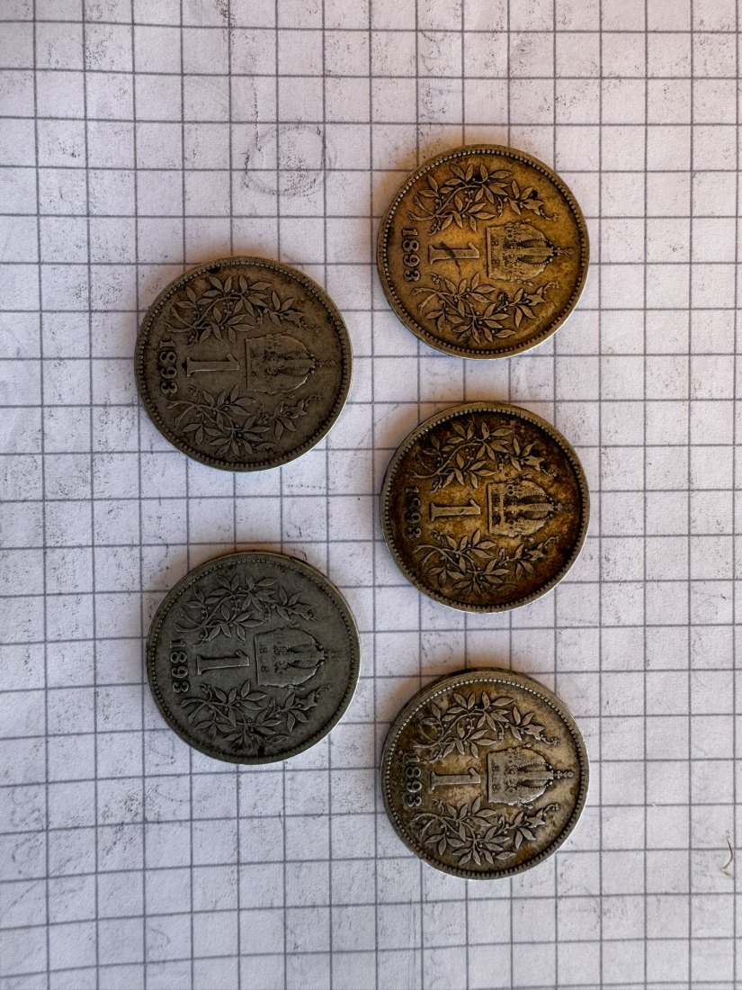  Österreich, 5x 1 Krone, 1893   