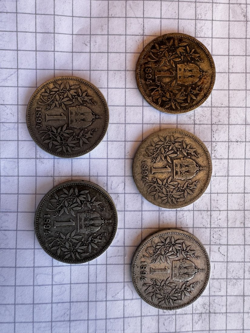  Österreich, 5x 1 Krone, 1894   