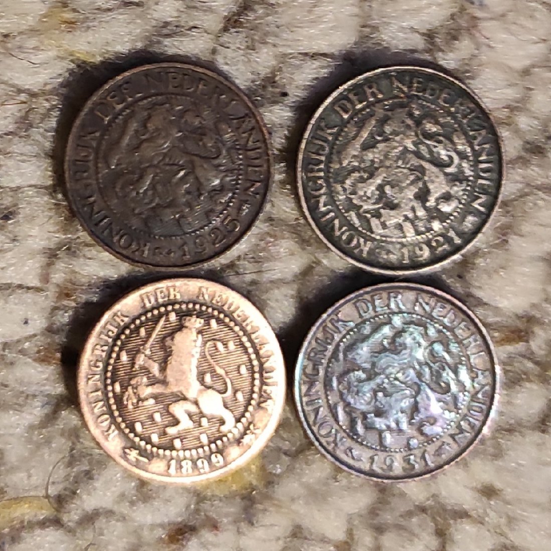  Niederlande 4 x 1 Cent 1899, 1921, 1925, 1931   