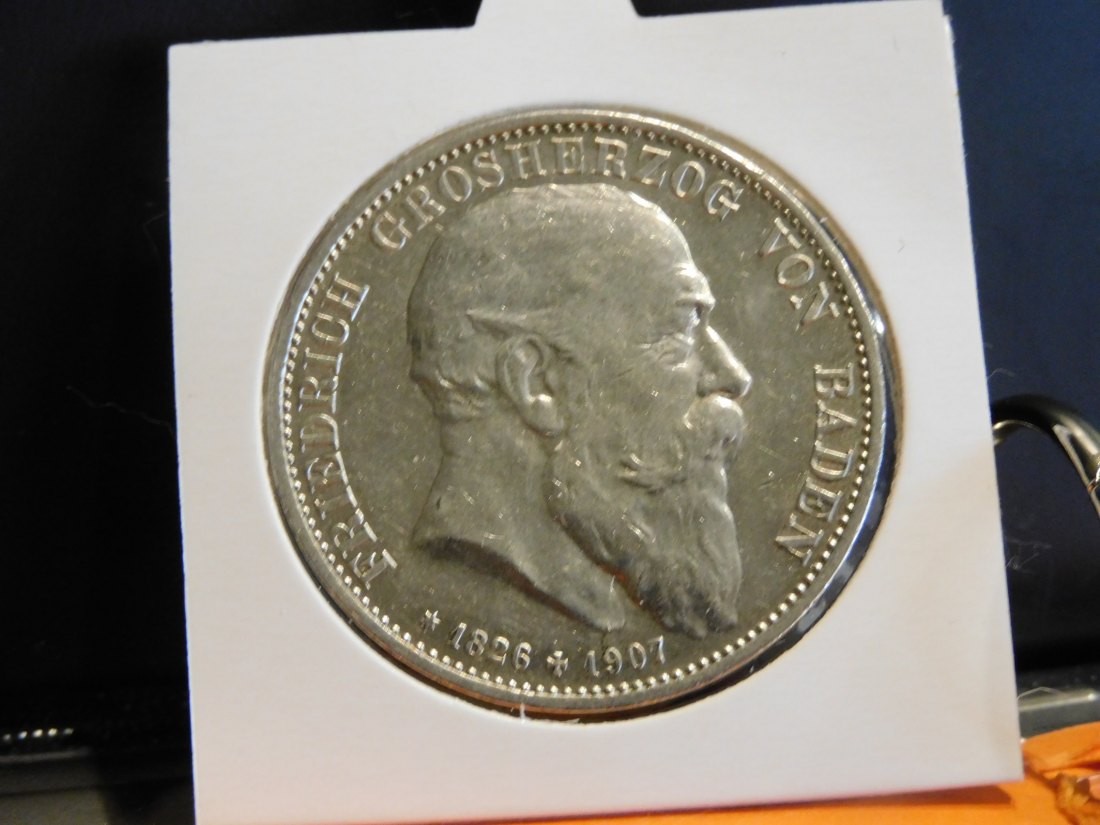  GERMANY 5 MARK 1907 BADEN.GRADE-PLEASE SEE PHOTOS.   