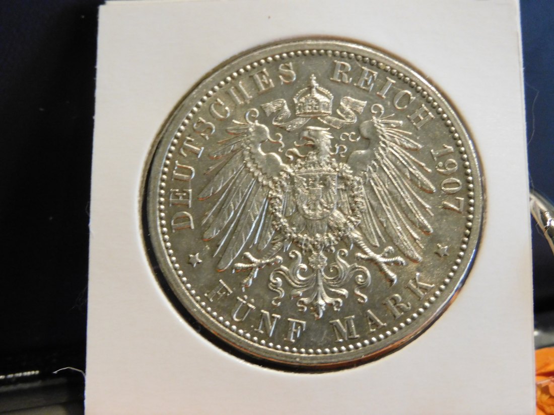  GERMANY 5 MARK 1907 BADEN.GRADE-PLEASE SEE PHOTOS.   