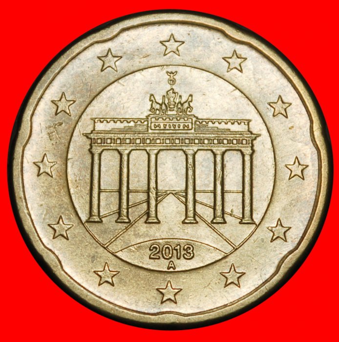  Ⰺ NORDIC GOLD (2007-2026): GERMANY ★20 EURO CENTS 2013A PRUSSIA SPANISH ROSE★LOW START ★ NO RESERVE!   