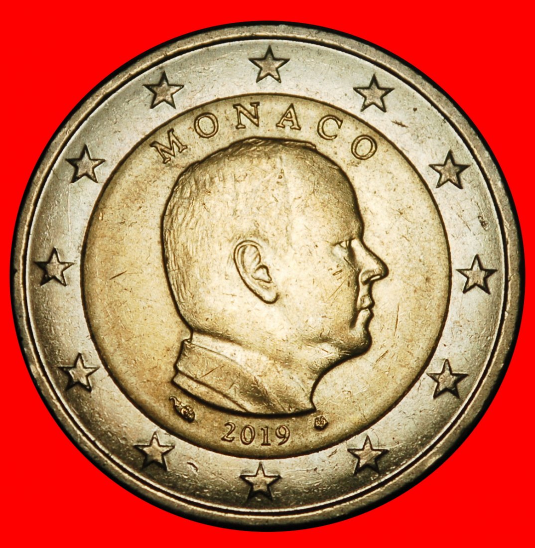  Ⰺ FRANCE (2002-2025): MONACO★2 EUROS 2019 MINT LUSTRE! UNCOMMON! DIES B I r1★LOW START ★ NO RESERVE!   