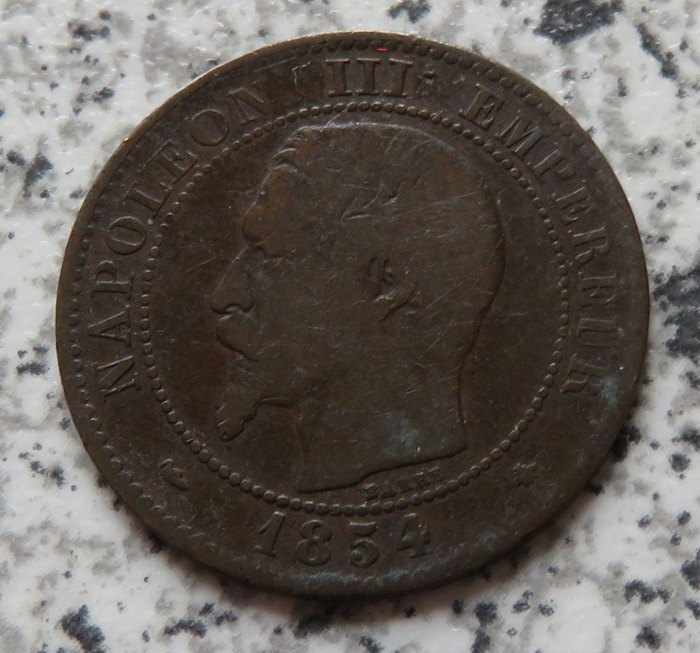  Frankreich 2 Centimes 1854 BB, Belegstück   