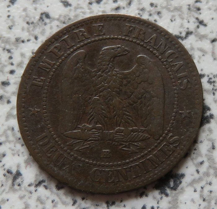  Frankreich 2 Centimes 1854 BB, Belegstück   