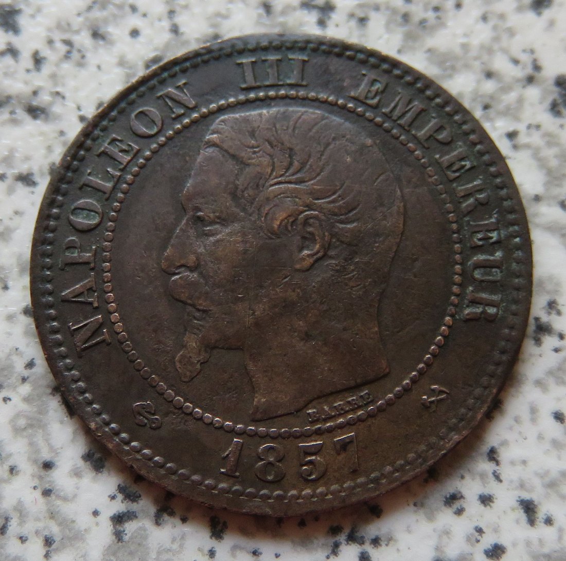  Frankreich 2 Centimes 1857 B, gereinigt   