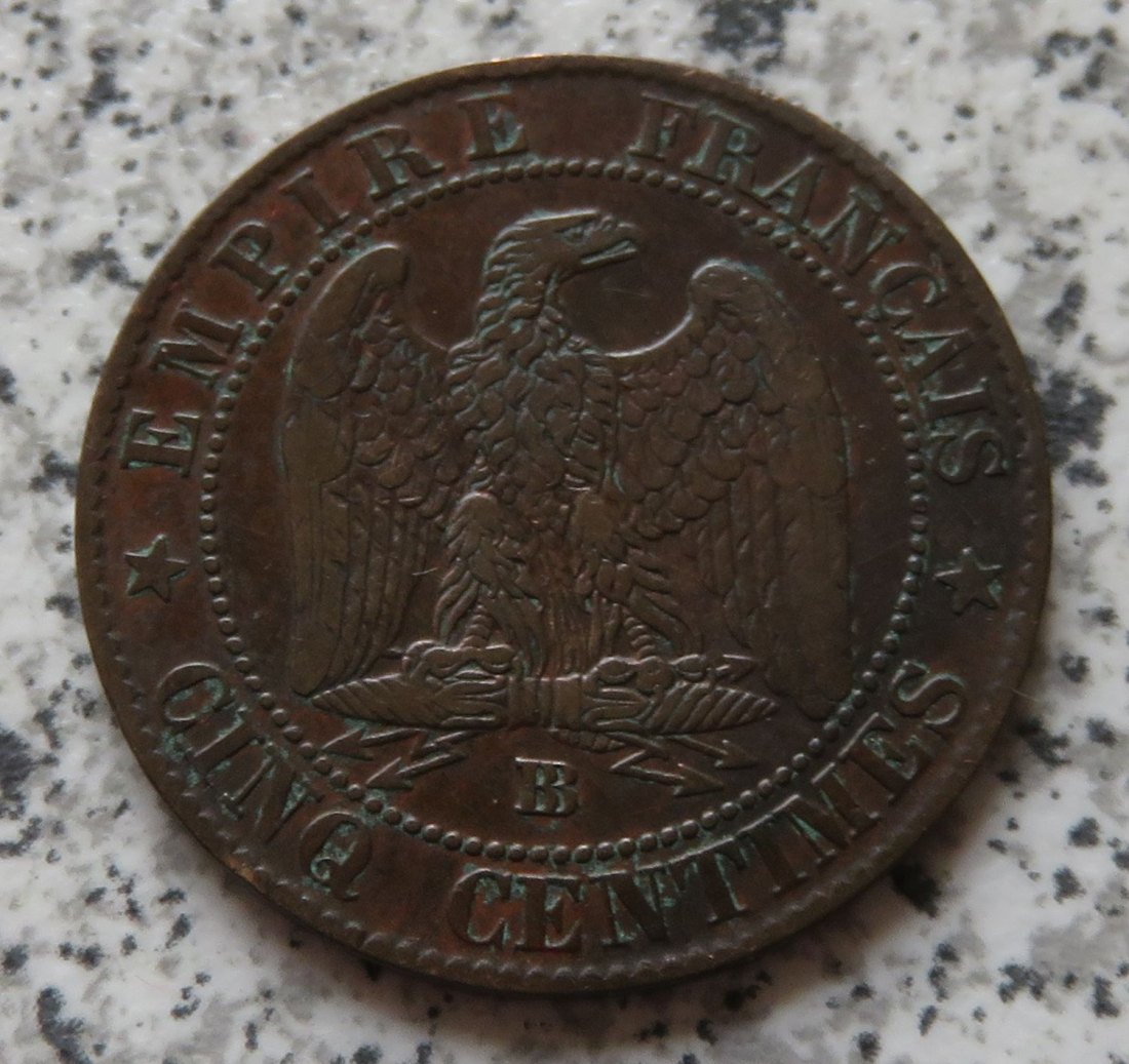 Frankreich 5 Centimes 1854 BB   