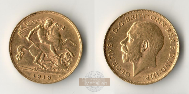  Grossbritannien, George V. 1910-1936. 1/2 Sovereign 1912  MM-Frankfurt  KM#819  Feingold: 3,66g   