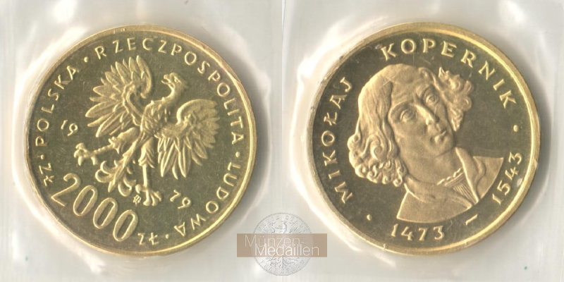 Polen, Volksrepublik 1950-1990. MM-Frankfurt Feingold: 7,20g 2000 Zloty 1979 