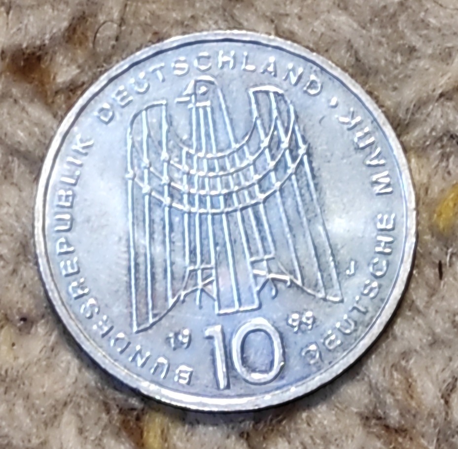  Deutschland 10 Mark 1999, SILBER, 50 Jahre SOS Kinderdörfer   