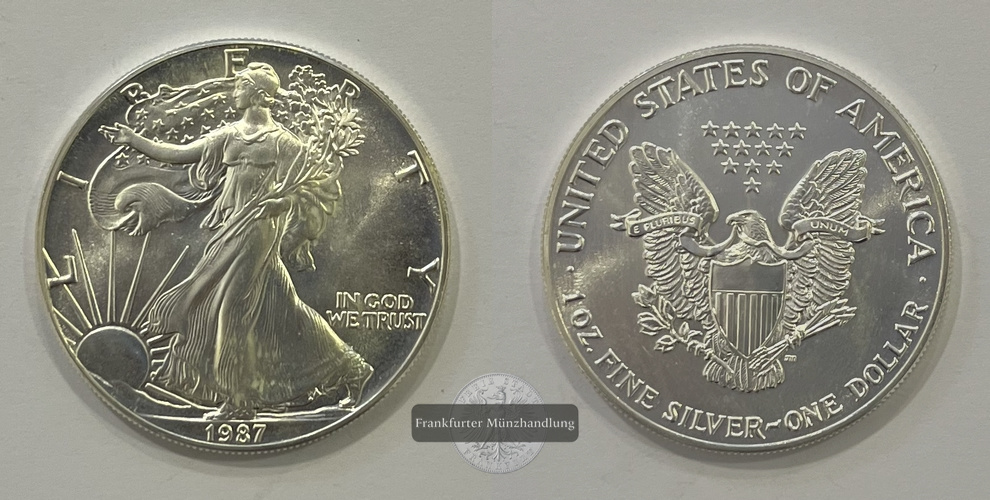  USA 1 Dollar 1987 (1986-2021) Walking Liberty FM-Frankfurt KM#273 Feinsilber: 31,1g   